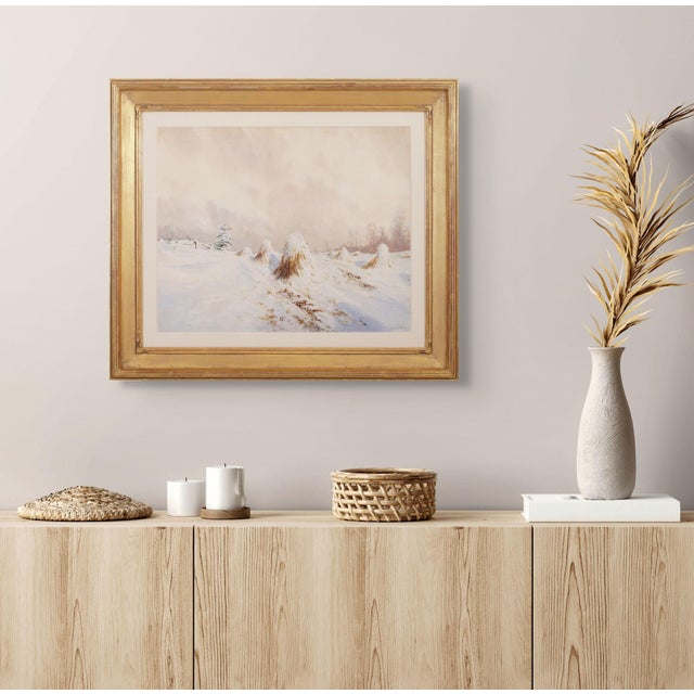 Paper American Watercolor Winter Landscape by Howell Wilson, 1890 For Sale - Image 7 of 7