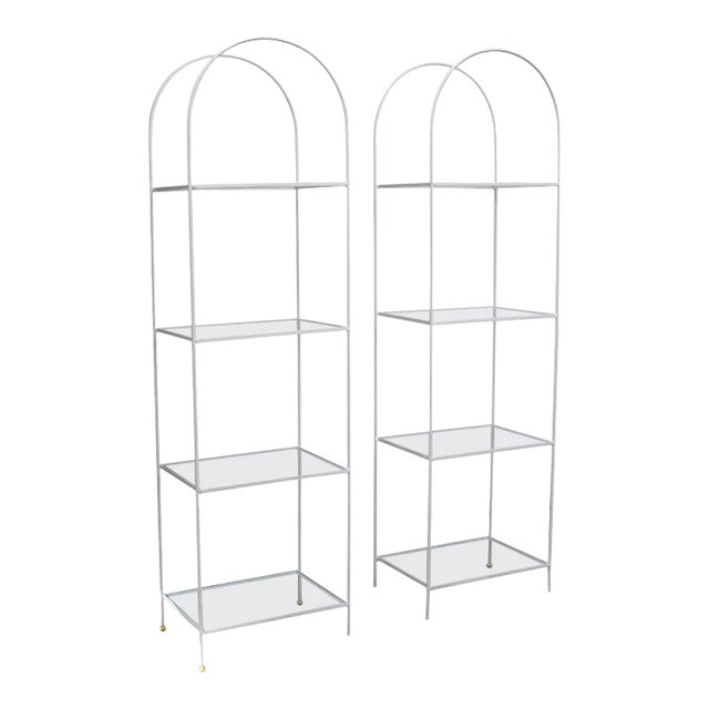 Pair of Mid-Century Painted Iron Arched Etageres For Sale