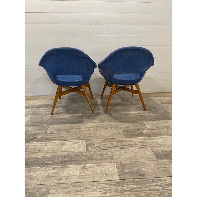 Vintage Blue Upholstery Chairs by Navratil, 1960 For Sale - Image 6 of 9