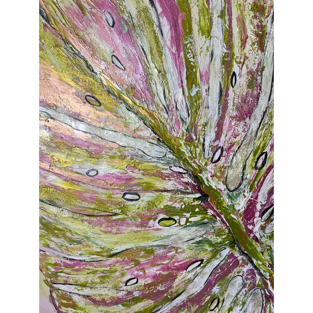 Palm Beach Monstera - Designed by Cheryl P. Kohloff Frame: Gold Metallic Color Palette: Pink & Green Metallic Acrylic &...