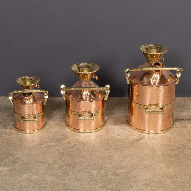 Vintage English Polished Checkpump Petrol Canisters, 1965, Set of 3 For Sale - Image 9 of 18