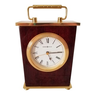 Vintage Howard Miller Rosewood Hall Brass Bracket Tabletop Clock For Sale