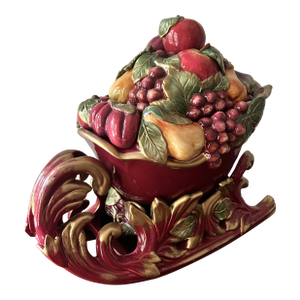 Fitz & Floyd: "Renaissance Santa " Large Santa Sleigh Tureen With Ladle