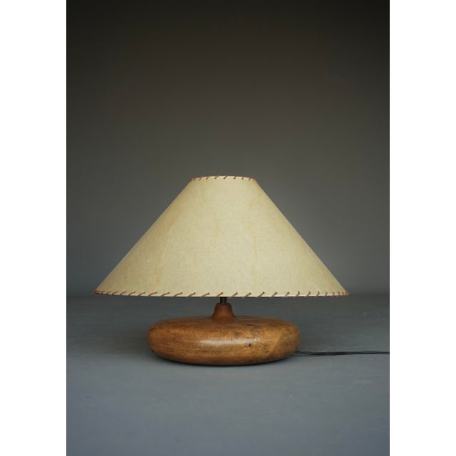 1950s French Turned Elm Wood Table Lamp, 1950s For Sale - Image 5 of 13