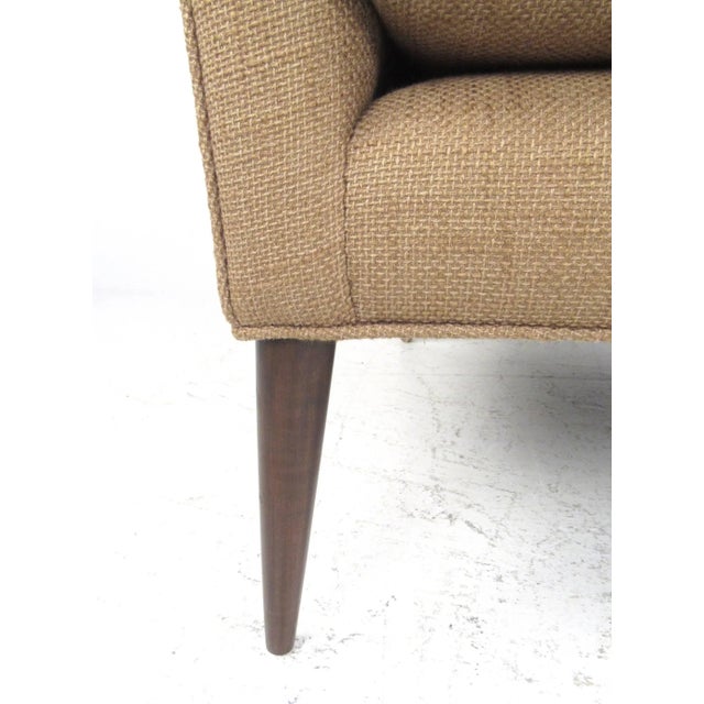 Tan Mid 20th Century Vintage Tweed Mid-Century Wingback Lounge Chair For Sale - Image 8 of 10