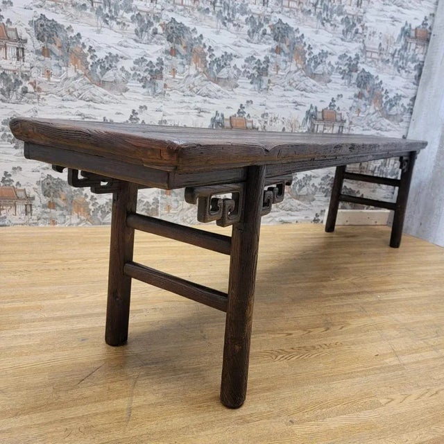 Coffee Antique Shanxi Province Elm Bench For Sale - Image 8 of 9