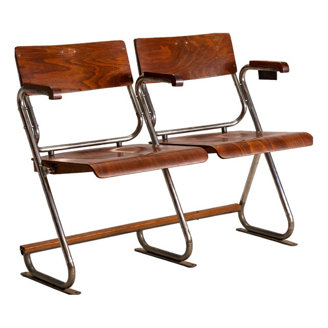 Bauhaus Two-Seat Folding Bench, Czechoslovakia, 1930s, Set of 2 For Sale