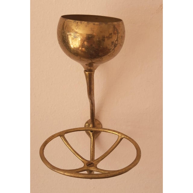 Early 20th Century Vintage Wall Mounted Antique Brass Soap Dish Cup Holder For Sale - Image 5 of 13