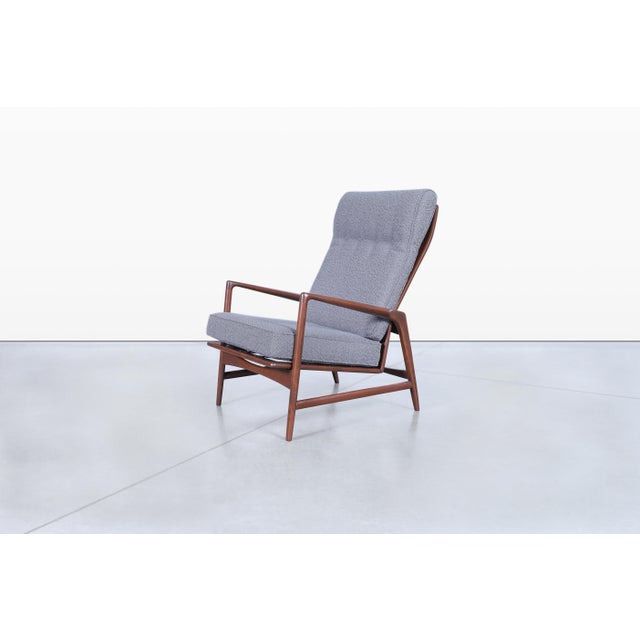 1950s 1950s Danish Modern Walnut Reclining Lounge Chair and Ottoman by Ib Kofod Larsen For Sale - Image 5 of 12