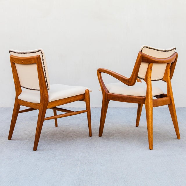 Restored 1950s Brown Saltman Solid Mahogany Dining Chairs in Edelman Leather For Sale - Image 12 of 18