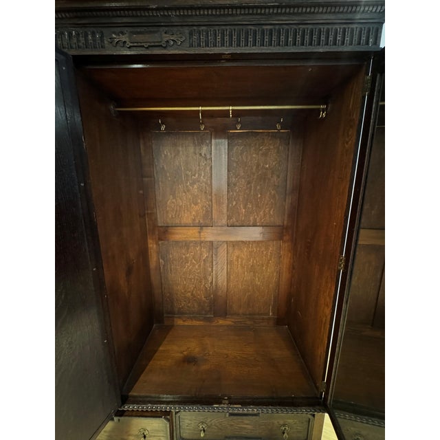 English Antique English Oak Wardrobe For Sale - Image 3 of 10