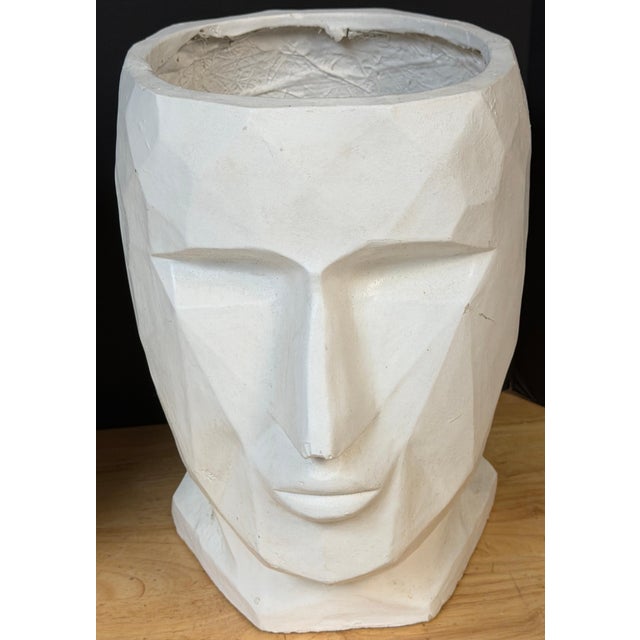 Pair of Large Cubist Head Form Planter Vases, Postmodern, 2000s For Sale - Image 9 of 12
