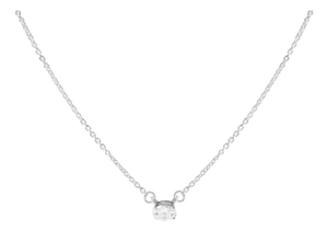 14K White Gold 1/4 Cttw Lab Grown Oval Solitaire Diamond East West 18" Pendant Necklace (G-H Color, VS2-SI1 Clarity)