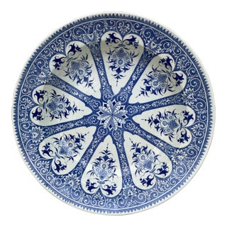 19th Century French Blue & White Faience Soup Plate Sarreguemines For Sale