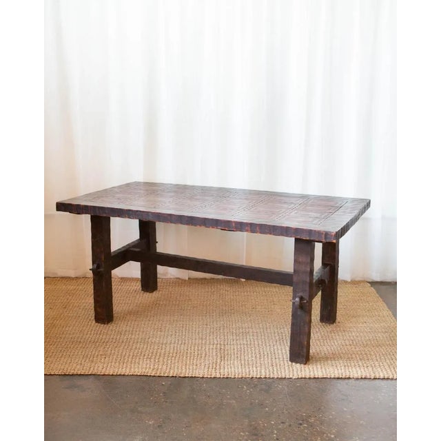 Brutalist 1980s Brazilian Leather and Wood Dining Set - Table and 6 Chairs For Sale - Image 3 of 18