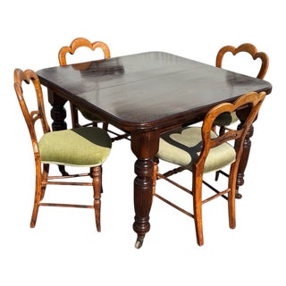 Victorian Mahogany Dining Table and Chairs, Set of 5 For Sale