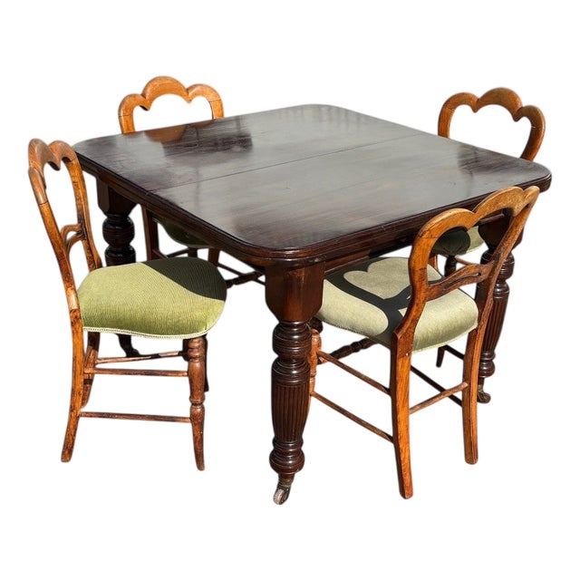 Victorian Mahogany Dining Table and Chairs, Set of 5 For Sale