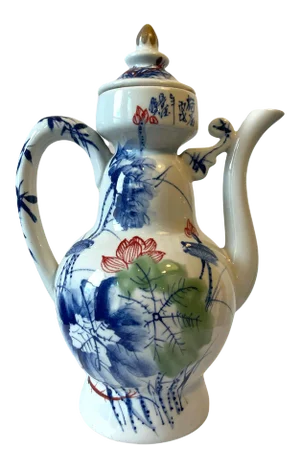 Vintage Chinese Hand-Painted Porcelain Coffee Pot