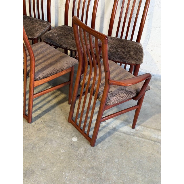 Wood Rosewood High Back Dining Chairs Set of 6 in Style of Schou Andersen Denmark Mid-Century Modern 1960s For Sale - Image 7 of 10