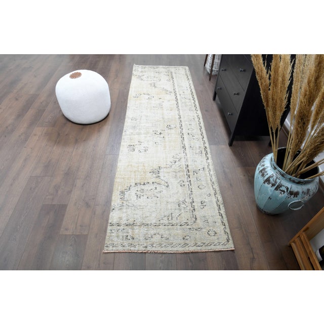 1970s Vintage Persian Handmade Wool Cotton Runner Rug For Sale - Image 9 of 11