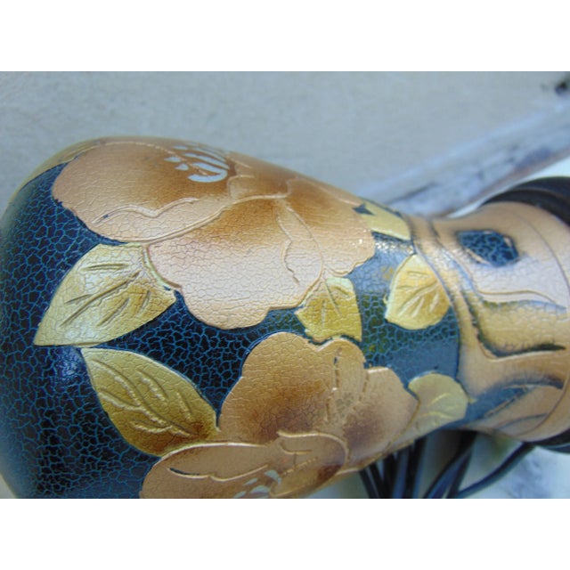 Lamp, ceramic, vintage 1970s-80s, dimensions - height 43 cm dimensions of the lampshade - diameter 30 cm. European Plug...