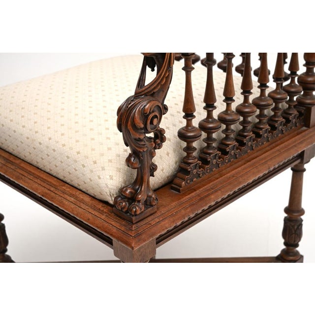 Wood Antique Victorian Carved Walnut Corner Chair, 1860 For Sale - Image 7 of 11