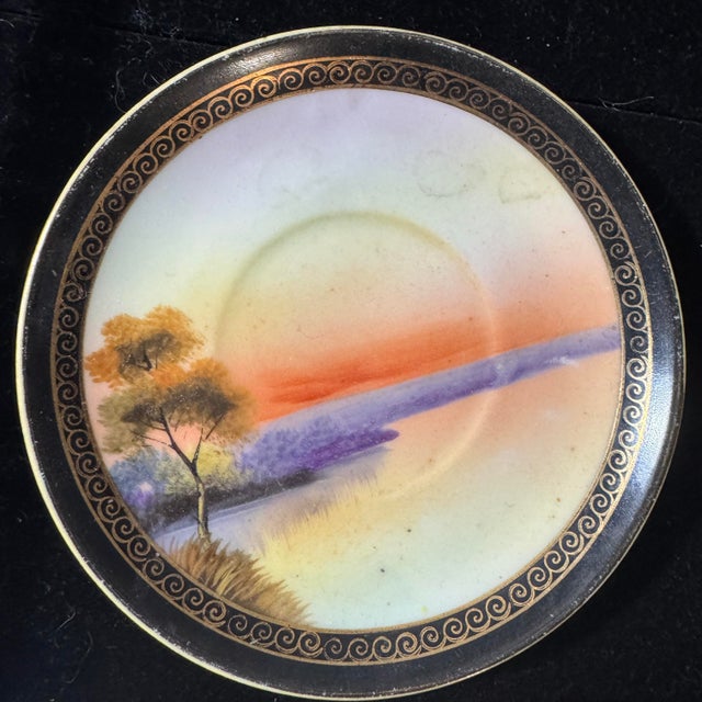 1920s Noritake Hand Painted Sunset Landscape Coffee / Chocolate Set - 5 Pieces For Sale - Image 10 of 10