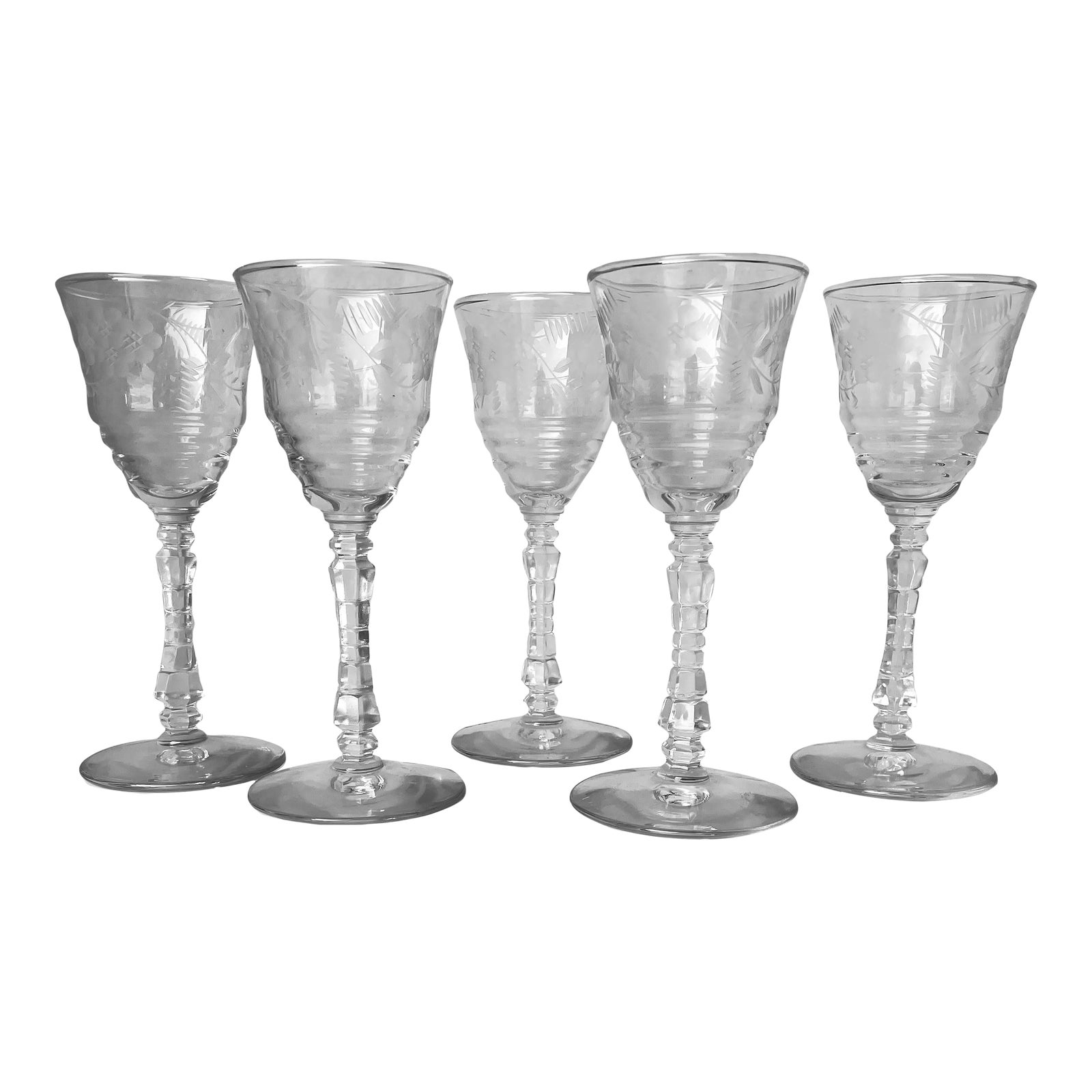Vintage Libbey Rock Sharpe "Halifax" Stemware Set of 5 Chairish