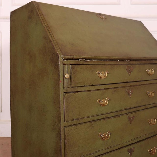 English Painted Secretaire in Oak For Sale - Image 14 of 15