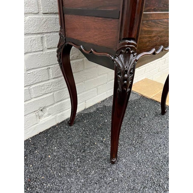 Brown Antique Rococo Style Sewing Quilting Box Table With Lift Top For Sale - Image 8 of 11