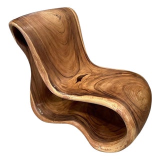 Andrianna Shamaris Impressive Suar Wood Sculptural Chair For Sale