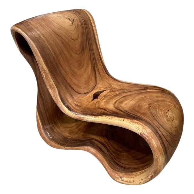 Andrianna Shamaris Impressive Suar Wood Sculptural Chair For Sale