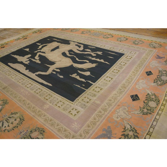 1890s Black Depicting Centaury Antique Bessarabian Rug 11'6" X 14' Flatweave Wool Carpet For Sale - Image 4 of 7