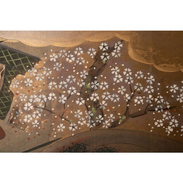 1970s Shōwa Era Japanese Byobu Screen "The Tale of Genji" For Sale - Image 14 of 18