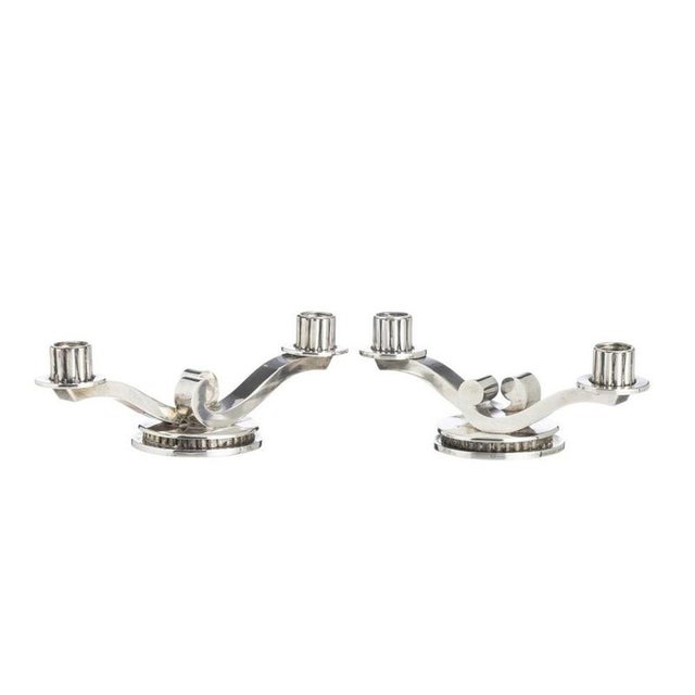 Art Deco Silver Candelabras, Set of 2 For Sale - Image 6 of 6
