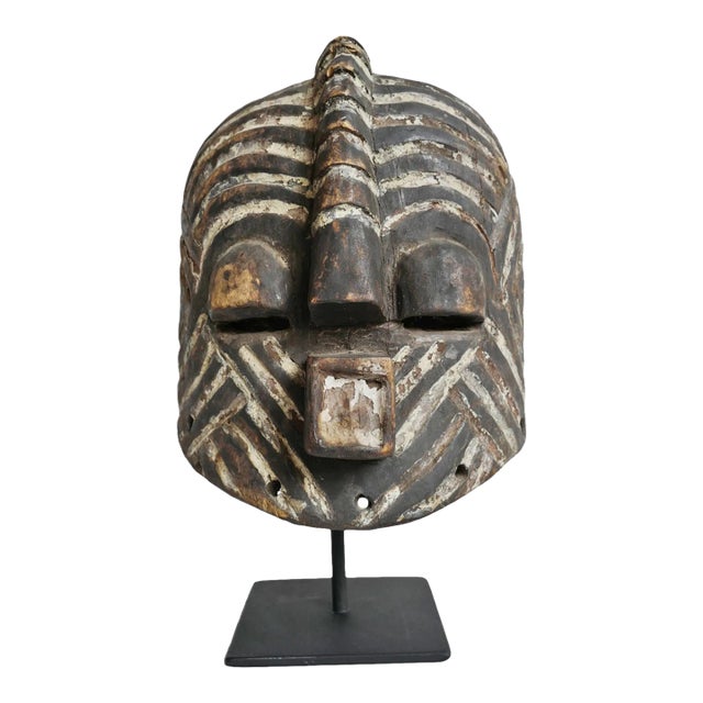 Vintage Kuba Helmet Mask on Stand For Sale