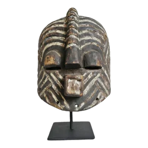 Vintage Kuba Helmet Mask on Stand