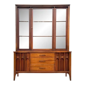 Highboy Hutch With Buffet and Display Storage in the Style of Kent Coffey Perspecta Series