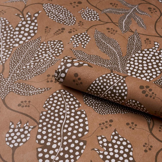 Schumacher Schumacher Schumacher X Marian McEvoy Polka Dot Jungle Wallcovering In Terracotta For Sale - Image 4 of 5