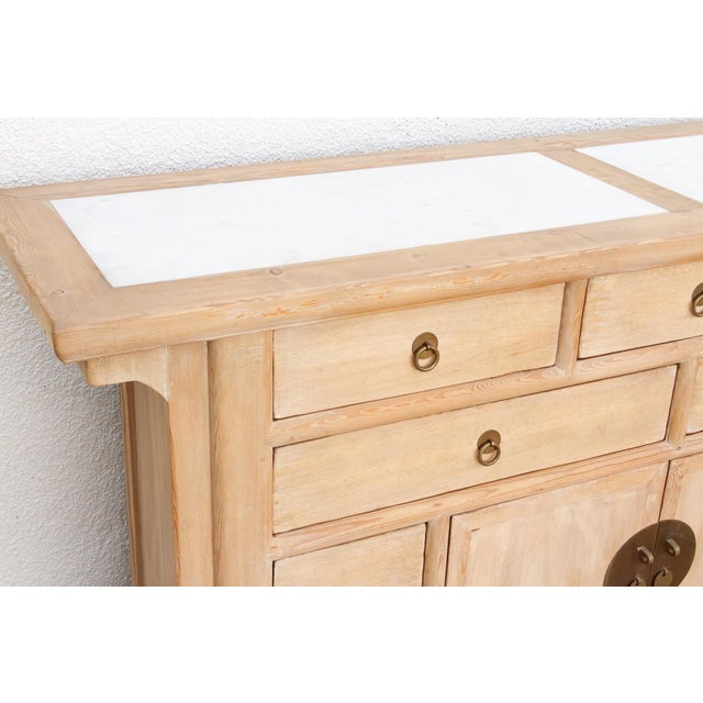 Vintage Ming Style Marble Top Sideboard For Sale - Image 9 of 10