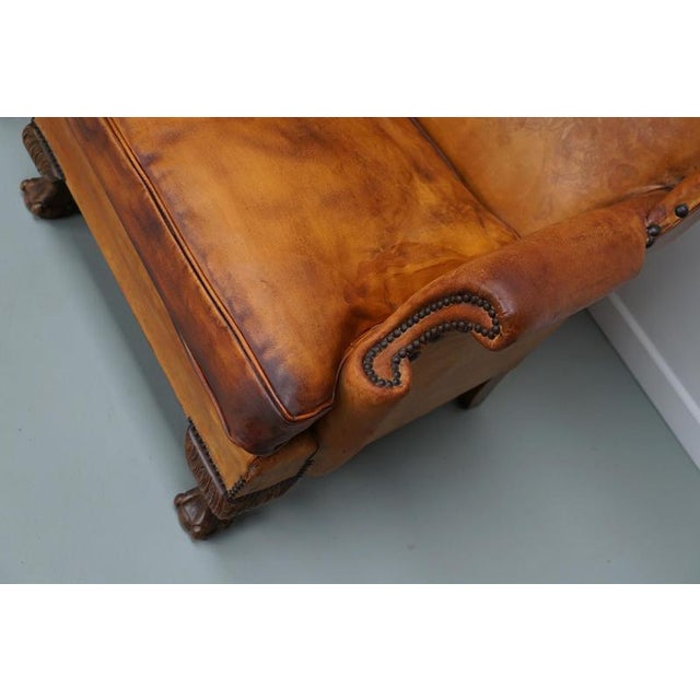 Dutch Cognac Leather Wingback Club Chairs, Set of 2 For Sale - Image 3 of 18