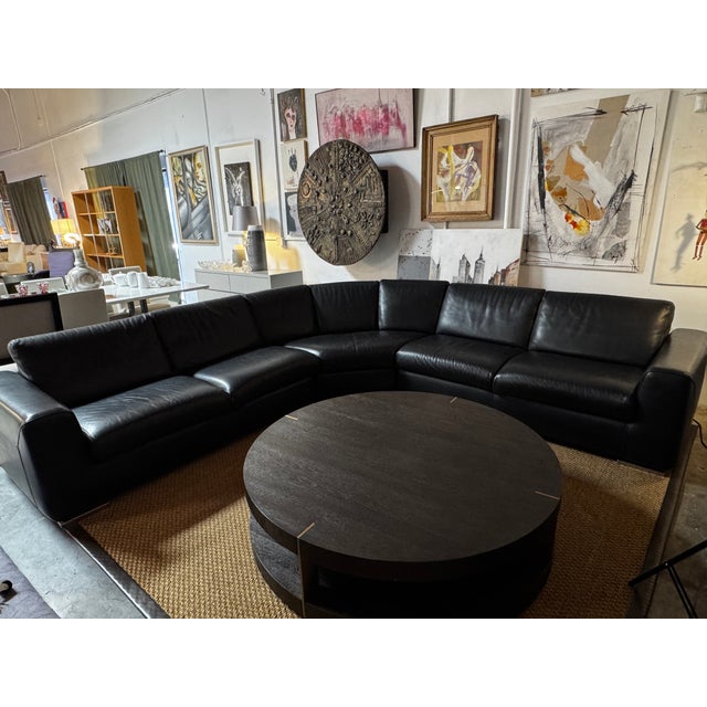 Maurice Villency Modern Leather Sectional Sofa For Sale - Image 9 of 11