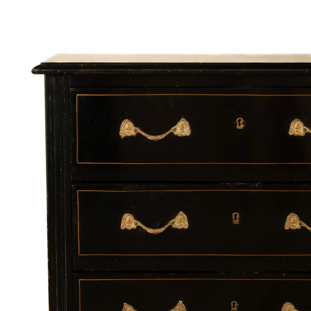 Antique Early 19th C Regency Ebonized Japanned Lacquered Pine Chest Drawers 1820 For Sale - Image 10 of 12