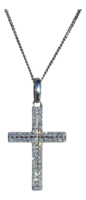 The Gemma: Ladies 14K White Gold Diamond Cross Necklace