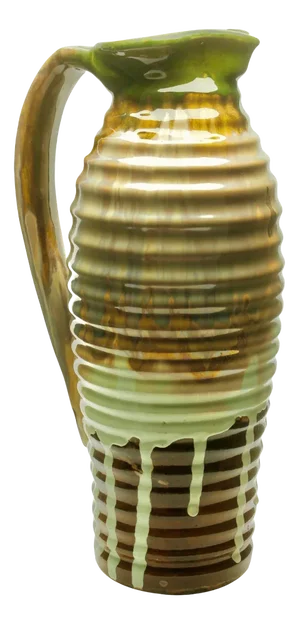 Brown and Green Glazed Ceramic Vase or Pitcher, 1930s