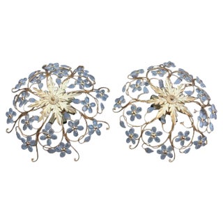 Mid-Century Modern French Crystal Ceiling Lights from Maison Baguès, Set of 2 For Sale