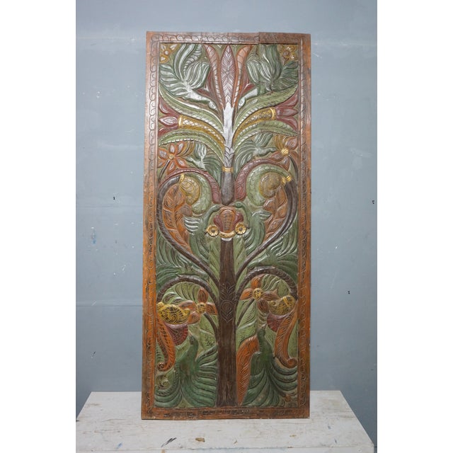 Mid-Century Modern Hand-Painted Tree of Life Wall Panel With Colorful Birds Nature-Inspired Decor 84x36 For Sale - Image 3 of 8