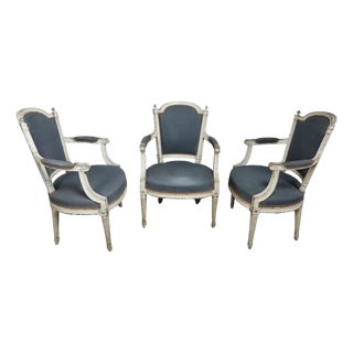 Louis XVI Armchairs, Set of 3 For Sale