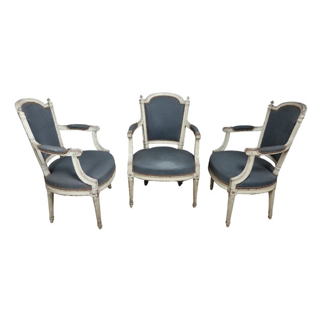 Louis XVI Armchairs, Set of 3 For Sale