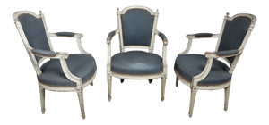 Louis XVI Armchairs, Set of 3